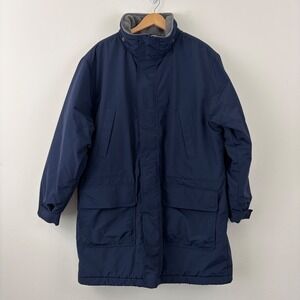 LANDS END Heavy Navy Coat Jacket Parka FLEECE LINER Aircore Polartec XL 46-48